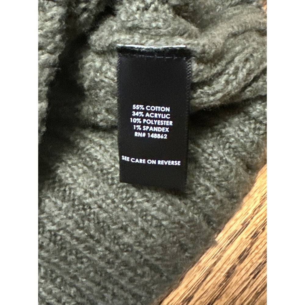 Torrid Olive Green Strappy Neck Pointelle Pullover Sweater 0 - Picture 4 of 7